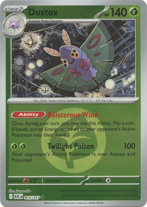 Dustox - 015/217 Energy Symbol Pattern #015/217 Reverse Holofoil Pokémon card from Ascended Heroes