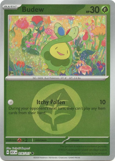 Budew - 016/217 Energy Symbol Pattern #016/217 Reverse Holofoil Pokémon card from Ascended Heroes
