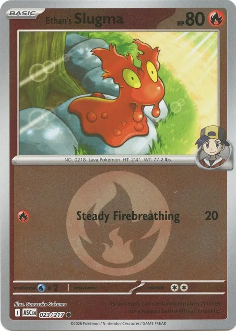 Ethan's Slugma Energy Symbol Pattern #023/217 Reverse Holofoil Pokémon card from Ascended Heroes