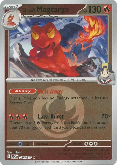 Ethan's Magcargo - 024/217 Energy Symbol Pattern #024/217 Reverse Holofoil Pokémon card from Ascended Heroes