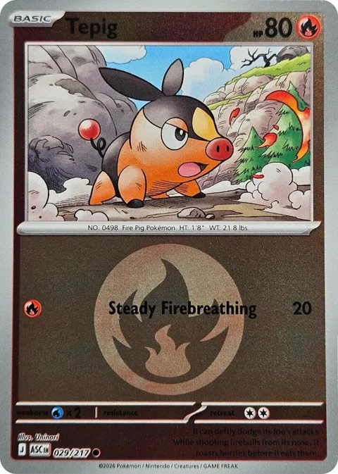 Tepig Energy Symbol Pattern #029/217 Reverse Holofoil Pokémon card from Ascended Heroes