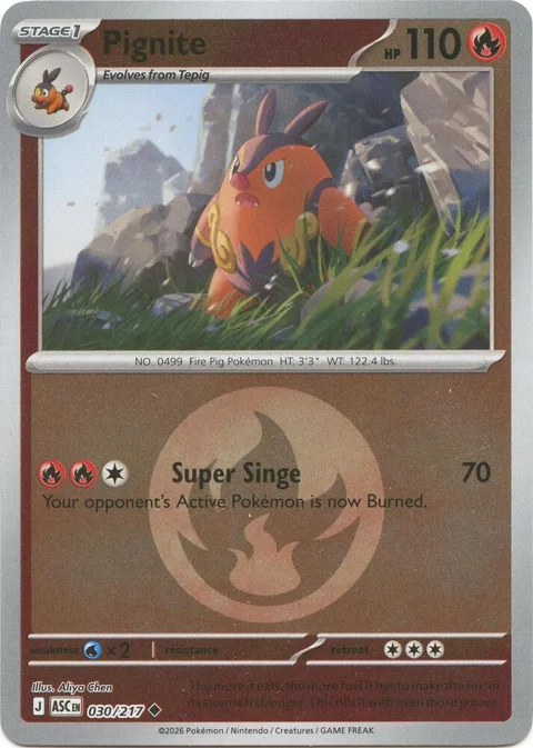 Pignite Energy Symbol Pattern #030/217 Reverse Holofoil Pokémon card from Ascended Heroes