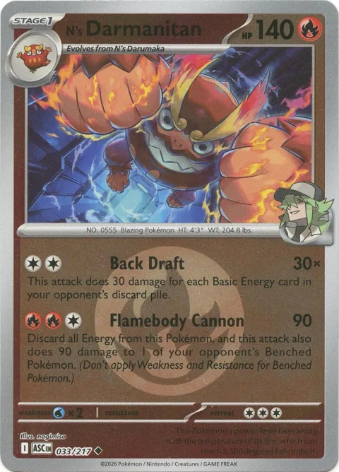 N's Darmanitan Energy Symbol Pattern #033/217 Reverse Holofoil Pokémon card from Ascended Heroes