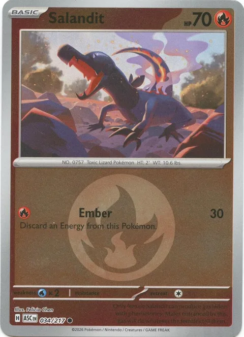 Salandit Energy Symbol Pattern #034/217 Reverse Holofoil Pokémon card from Ascended Heroes