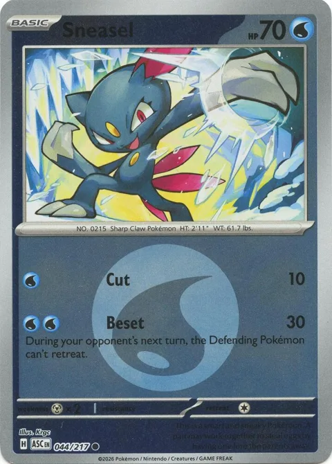 Sneasel Energy Symbol Pattern #044/217 Reverse Holofoil Pokémon card from Ascended Heroes