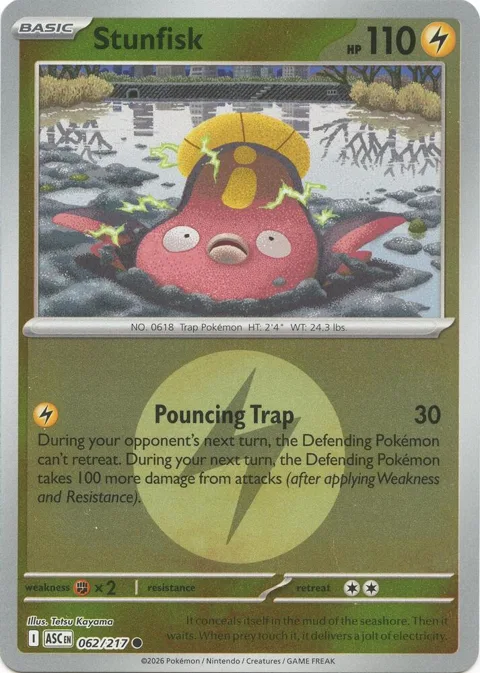 Stunfisk Energy Symbol Pattern #062/217 Reverse Holofoil Pokémon card from Ascended Heroes