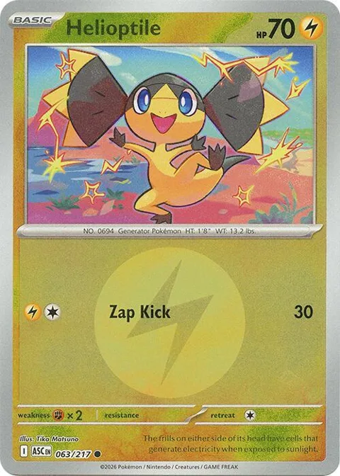 Helioptile Energy Symbol Pattern #063/217 Reverse Holofoil Pokémon card from Ascended Heroes