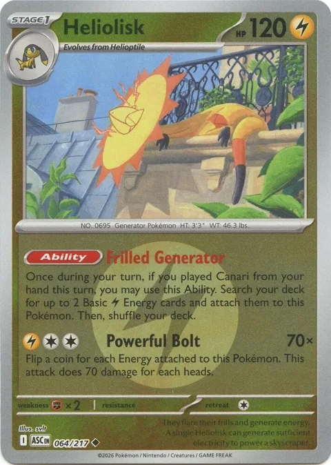 Heliolisk - 064/217 Energy Symbol Pattern #064/217 Reverse Holofoil Pokémon card from Ascended Heroes