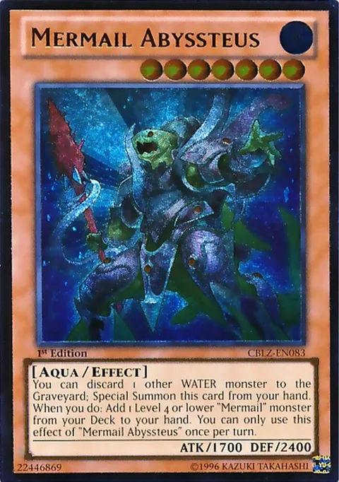 Mermail Abyssteus Ultimate Rare CBLZ-EN083 Unlimited Yu-Gi-Oh card from Cosmo Blazer