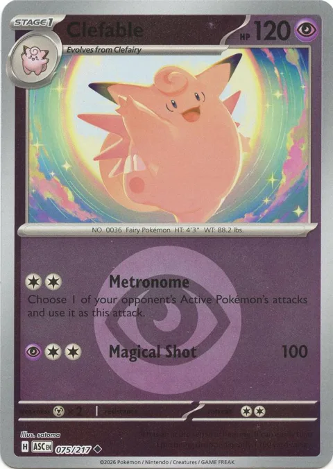 Clefable Energy Symbol Pattern #075/217 Reverse Holofoil Pokémon card from Ascended Heroes