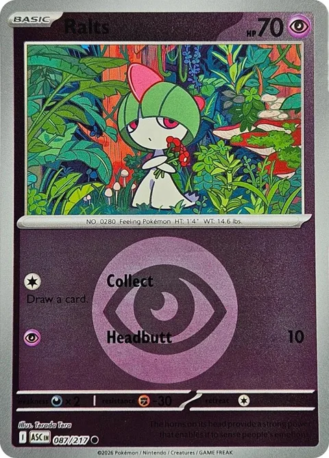 Ralts Energy Symbol Pattern #087/217 Reverse Holofoil Pokémon card from Ascended Heroes