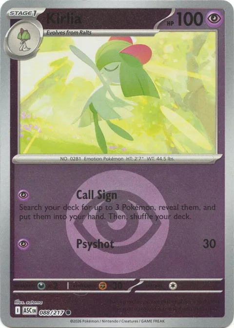 Kirlia Energy Symbol Pattern #088/217 Reverse Holofoil Pokémon card from Ascended Heroes