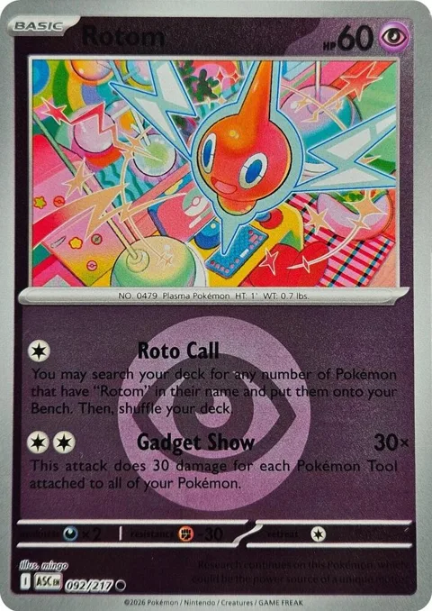 Rotom Energy Symbol Pattern #092/217 Reverse Holofoil Pokémon card from Ascended Heroes