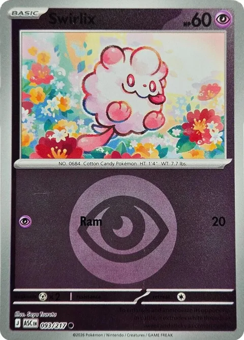 Swirlix Energy Symbol Pattern #093/217 Reverse Holofoil Pokémon card from Ascended Heroes