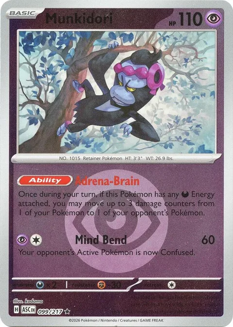 Munkidori Energy Symbol Pattern #099/217 Reverse Holofoil Pokémon card from Ascended Heroes