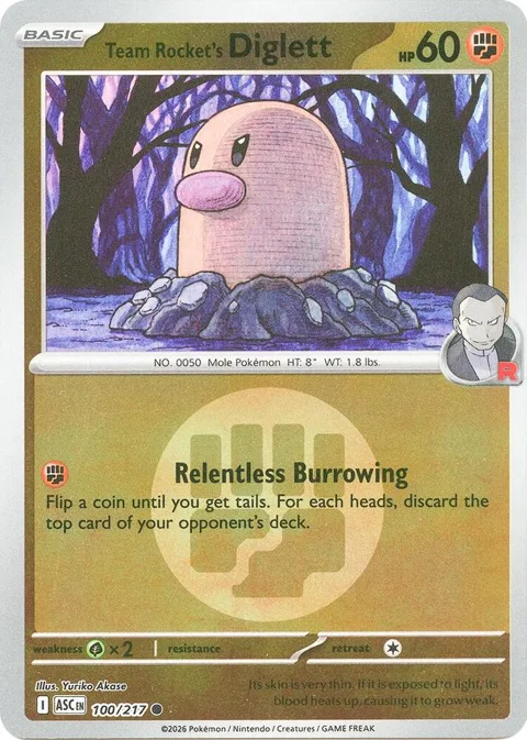 Team Rocket's Diglett Energy Symbol Pattern #100/217 Reverse Holofoil Pokémon card from Ascended Heroes