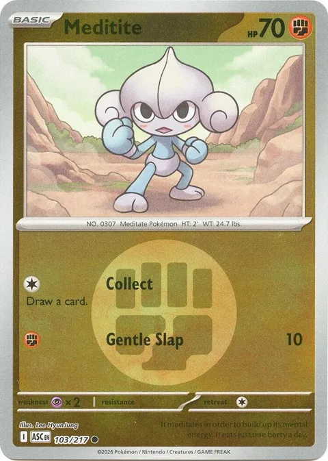 Meditite Energy Symbol Pattern #103/217 Reverse Holofoil Pokémon card from Ascended Heroes