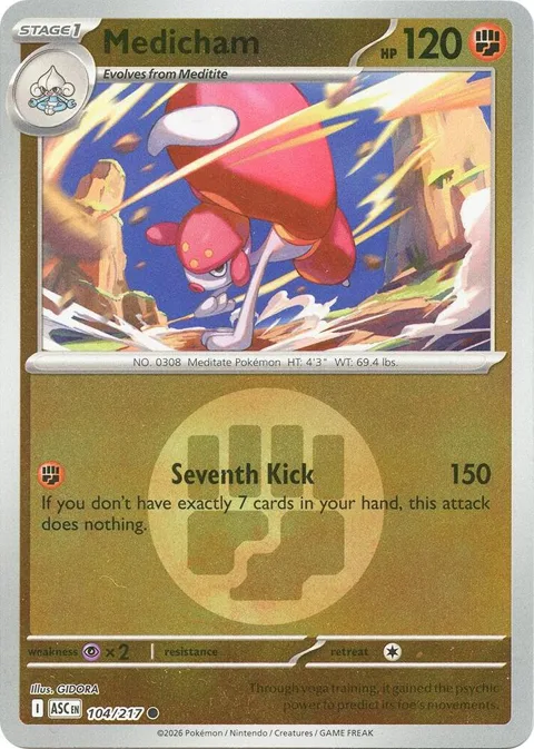 Medicham - 104/217 Energy Symbol Pattern #104/217 Reverse Holofoil Pokémon card from Ascended Heroes