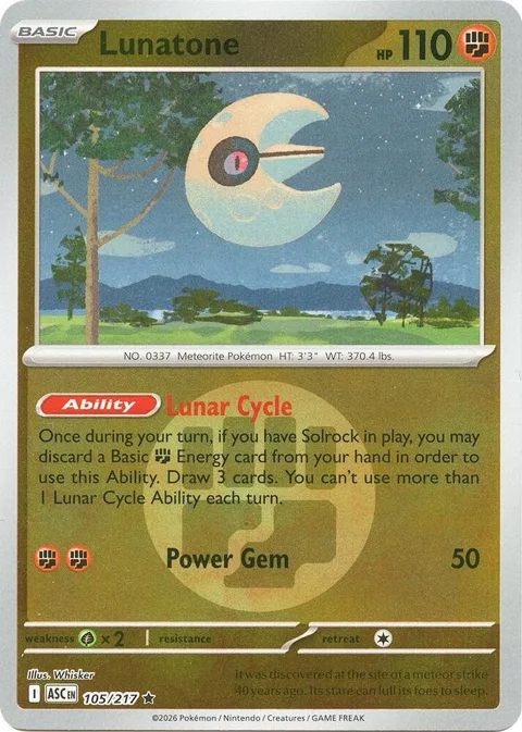 Lunatone Energy Symbol Pattern #105/217 Reverse Holofoil Pokémon card from Ascended Heroes
