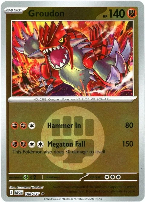 Groudon Energy Symbol Pattern #108/217 Reverse Holofoil Pokémon card from Ascended Heroes