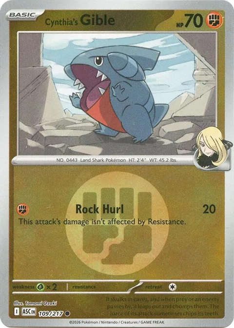 Cynthia's Gible Energy Symbol Pattern #109/217 Reverse Holofoil Pokémon card from Ascended Heroes