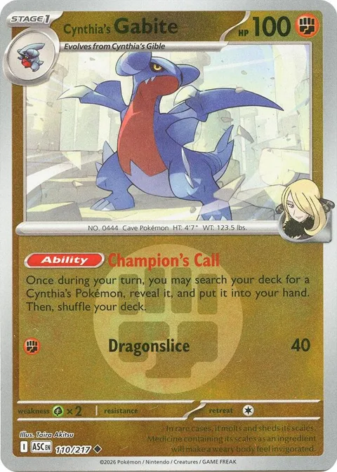 Cynthia's Gabite Energy Symbol Pattern #110/217 Reverse Holofoil Pokémon card from Ascended Heroes