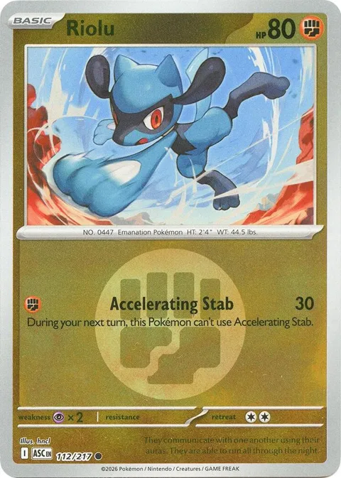 Riolu Energy Symbol Pattern #112/217 Reverse Holofoil Pokémon card from Ascended Heroes