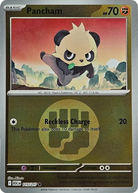 Pancham Energy Symbol Pattern #115/217 Reverse Holofoil Pokémon card from Ascended Heroes