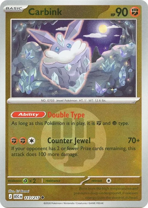 Carbink - 117/217 Energy Symbol Pattern #117/217 Reverse Holofoil Pokémon card from Ascended Heroes