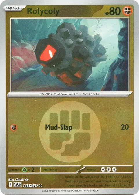 Rolycoly Energy Symbol Pattern #118/217 Reverse Holofoil Pokémon card from Ascended Heroes