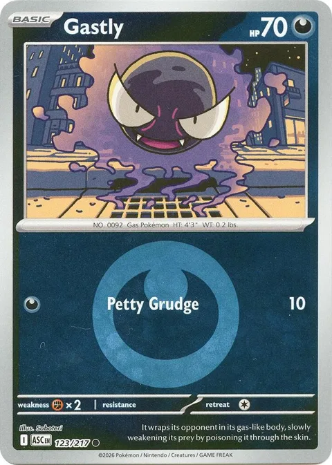 Gastly Energy Symbol Pattern #123/217 Reverse Holofoil Pokémon card from Ascended Heroes