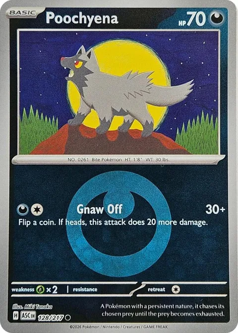 Poochyena Energy Symbol Pattern #128/217 Reverse Holofoil Pokémon card from Ascended Heroes