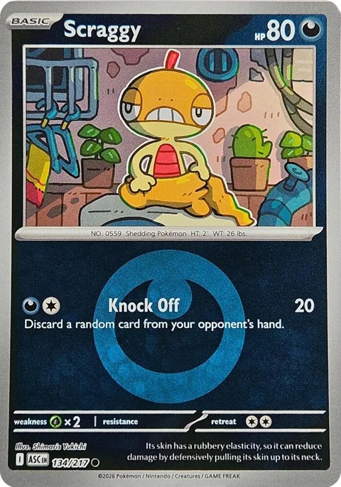 Scraggy Energy Symbol Pattern #134/217 Reverse Holofoil Pokémon card from Ascended Heroes