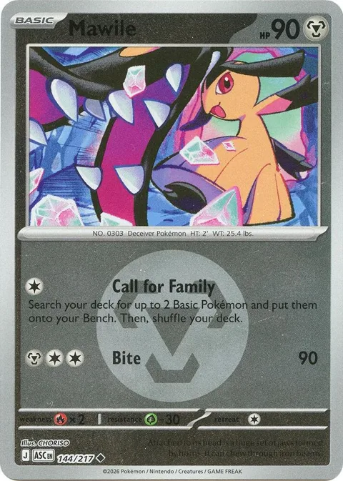 Mawile - 144/217 Energy Symbol Pattern #144/217 Reverse Holofoil Pokémon card from Ascended Heroes
