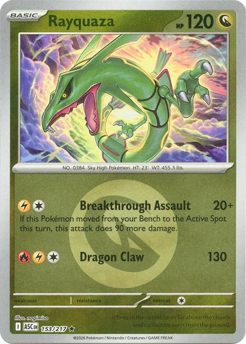 Rayquaza Energy Symbol Pattern #153/217 Reverse Holofoil Pokémon card from Ascended Heroes