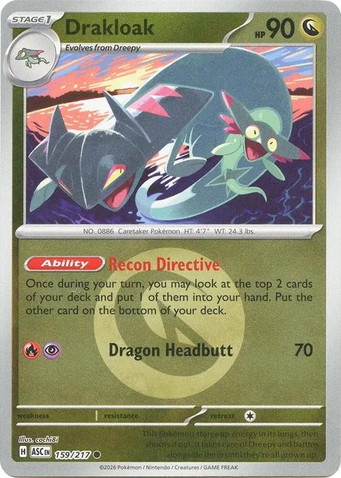 Drakloak - 159/217 Energy Symbol Pattern #159/217 Reverse Holofoil Pokémon card from Ascended Heroes