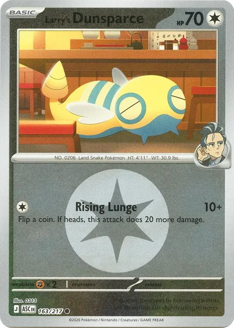 Larry's Dunsparce Energy Symbol Pattern #163/217 Reverse Holofoil Pokémon card from Ascended Heroes