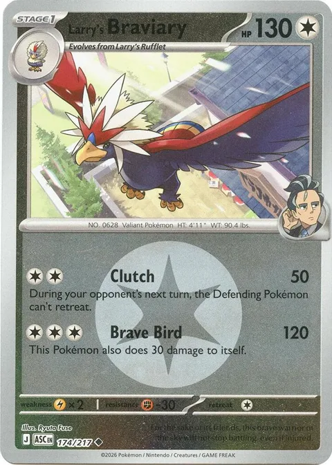 Larry's Braviary Energy Symbol Pattern #174/217 Reverse Holofoil Pokémon card from Ascended Heroes