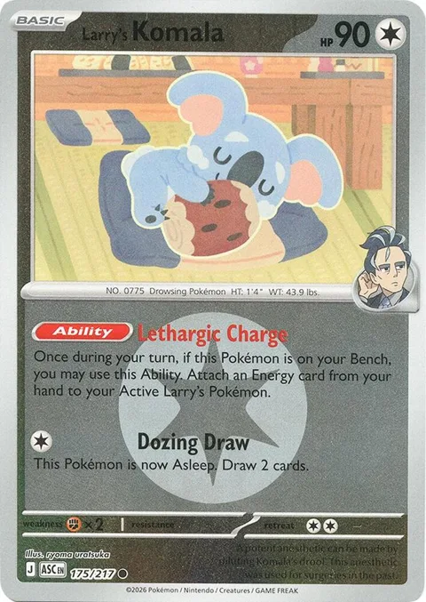 Larry's Komala Energy Symbol Pattern #175/217 Reverse Holofoil Pokémon card from Ascended Heroes