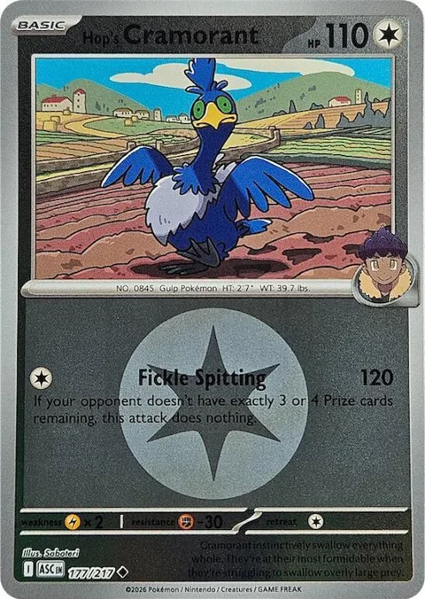 Hop's Cramorant Energy Symbol Pattern #177/217 Reverse Holofoil Pokémon card from Ascended Heroes