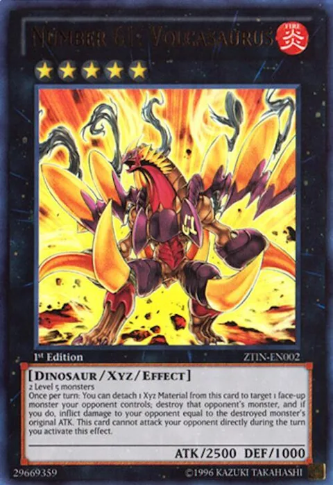 Number 61: Volcasaurus ZTIN-EN002 Yu-Gi-Oh card from 2013 Zexal Collection Tin