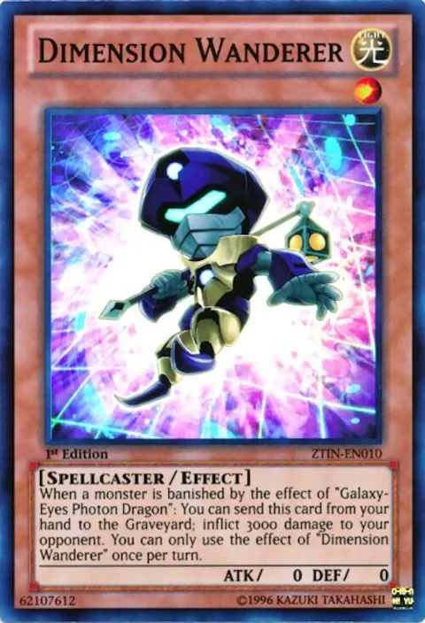Dimension Wanderer ZTIN-EN010 Yu-Gi-Oh card from 2013 Zexal Collection Tin