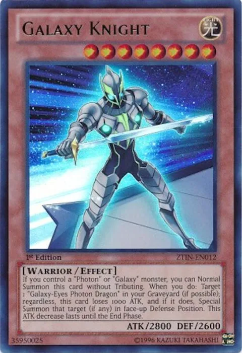 Galaxy Knight ZTIN-EN012 Yu-Gi-Oh card from 2013 Zexal Collection Tin