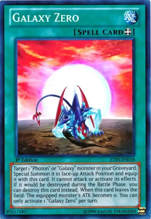 Galaxy Zero ZTIN-EN018 Yu-Gi-Oh card from 2013 Zexal Collection Tin