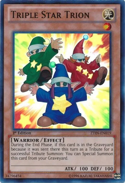 Triple Star Trion ZTIN-EN019 Yu-Gi-Oh card from 2013 Zexal Collection Tin