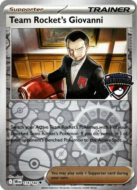 Team Rocket's Giovanni Regional Championships #174/182 Reverse Holofoil Pokémon card from League & Championship Cards