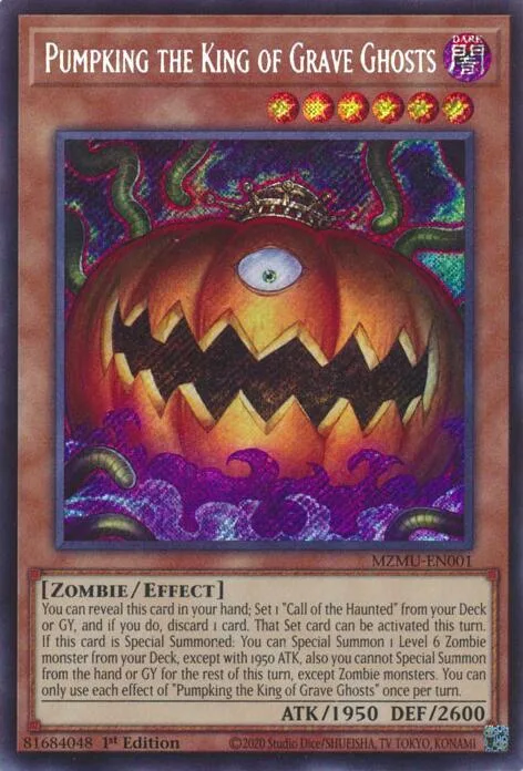Pumpking the King of Grave Ghosts MZMU-EN001 Yu-Gi-Oh card from Maze of Muertos