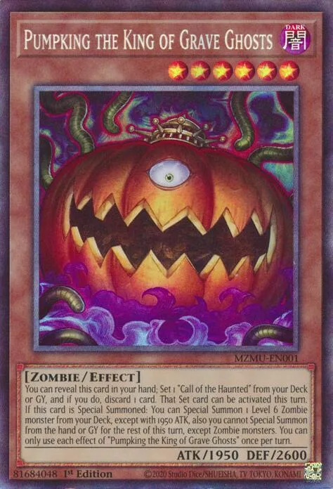 Pumpking the King of Grave Ghosts Collector's Rare MZMU-EN001 Yu-Gi-Oh card from Maze of Muertos