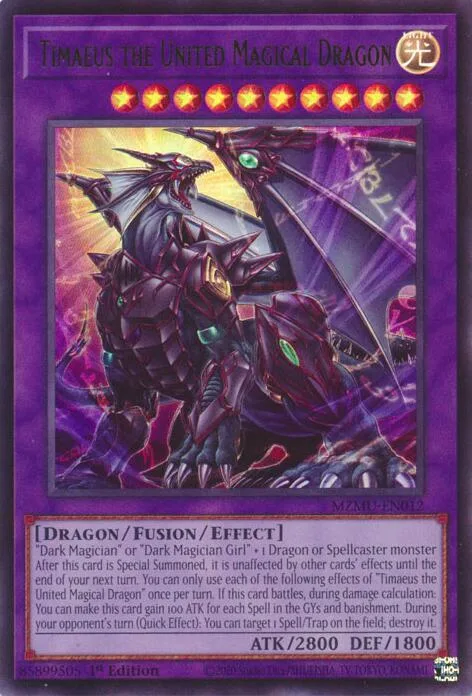 Timaeus the United Magical Dragon MZMU-EN012 Yu-Gi-Oh card from Maze of Muertos