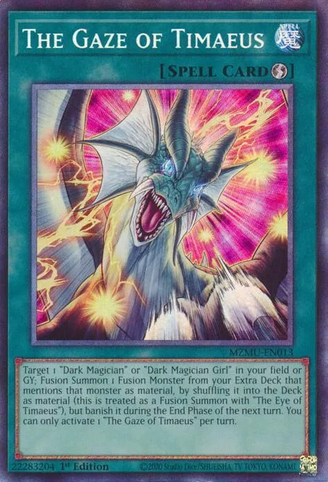 The Gaze of Timaeus Collector's Rare MZMU-EN013 Yu-Gi-Oh card from Maze of Muertos